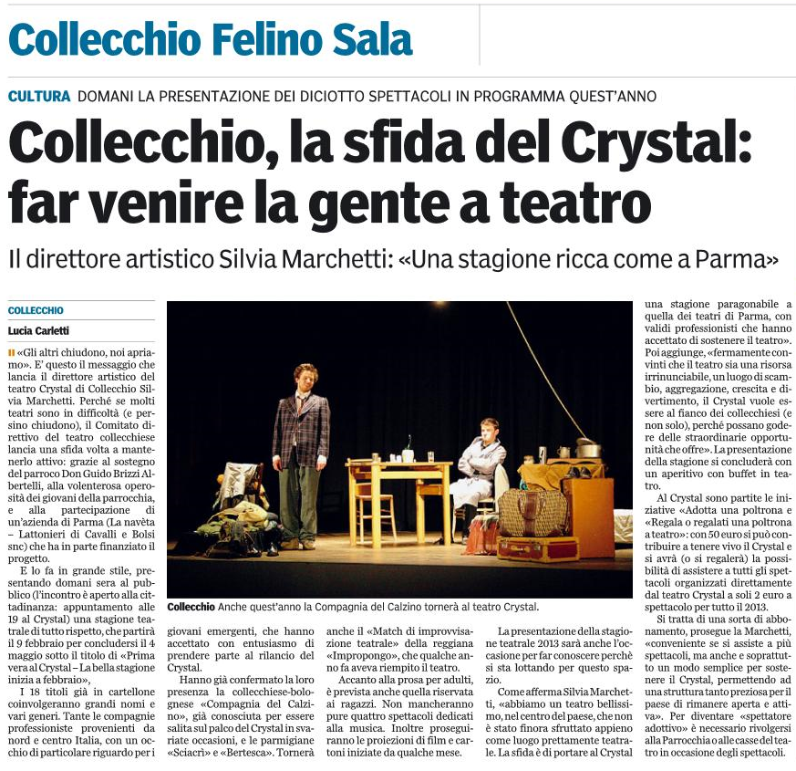 Gazzetta di Parma - 23/01/2013 - Teatro Crystal