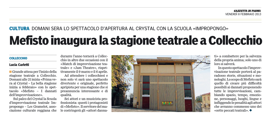Gazzetta di Parma - 08/02/2013 - Teatro Crystal