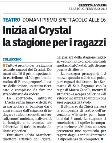 Gazzetta di Parma - 23/02/2013 - Teatro Crystal