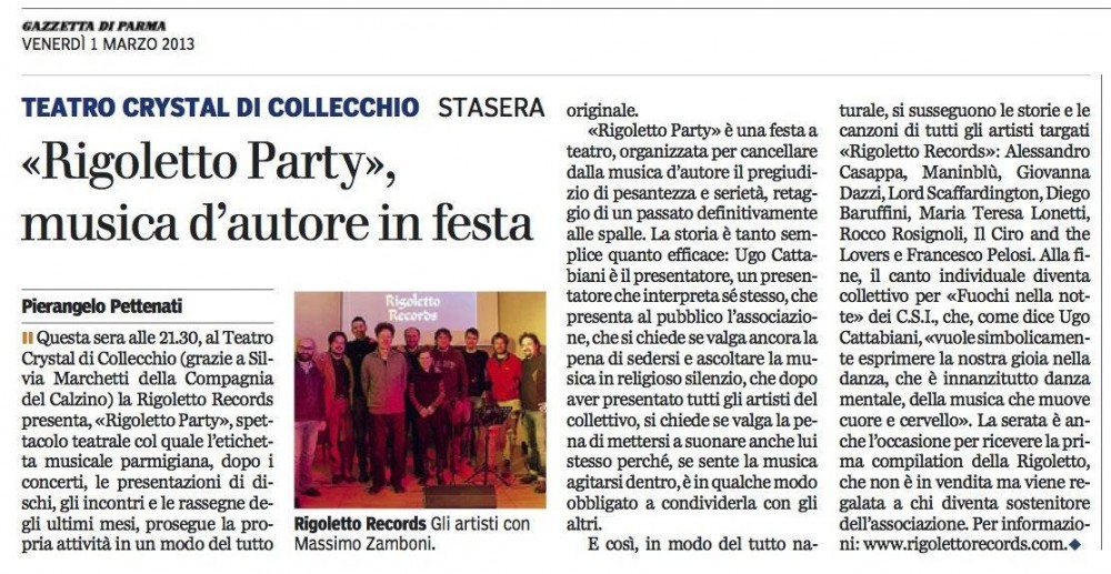 Gazzetta di Parma - 01/03/2013 - Teatro Crystal