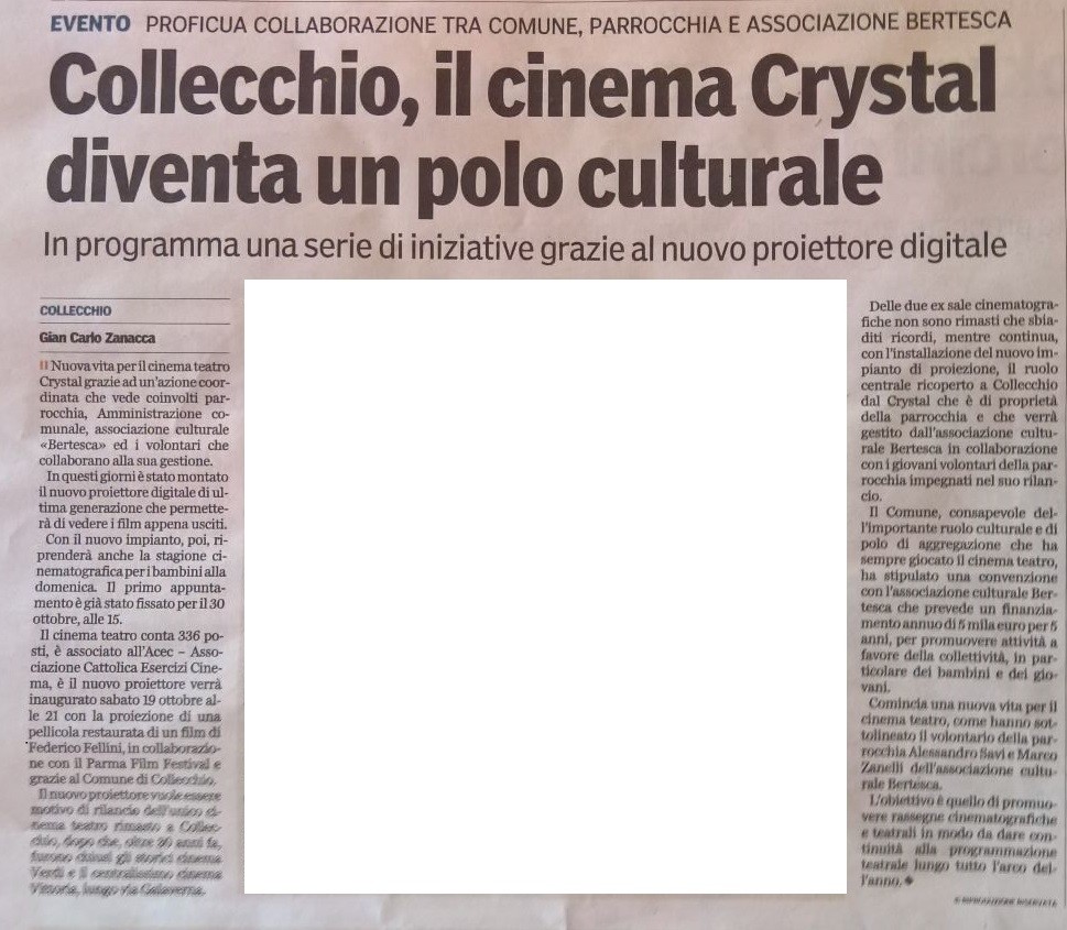 Gazzetta di Parma 27/09/16 - Teatro Crystal